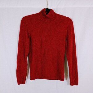 Talbots Red Soft Furry Mock Neck Sweater Size Small Petite